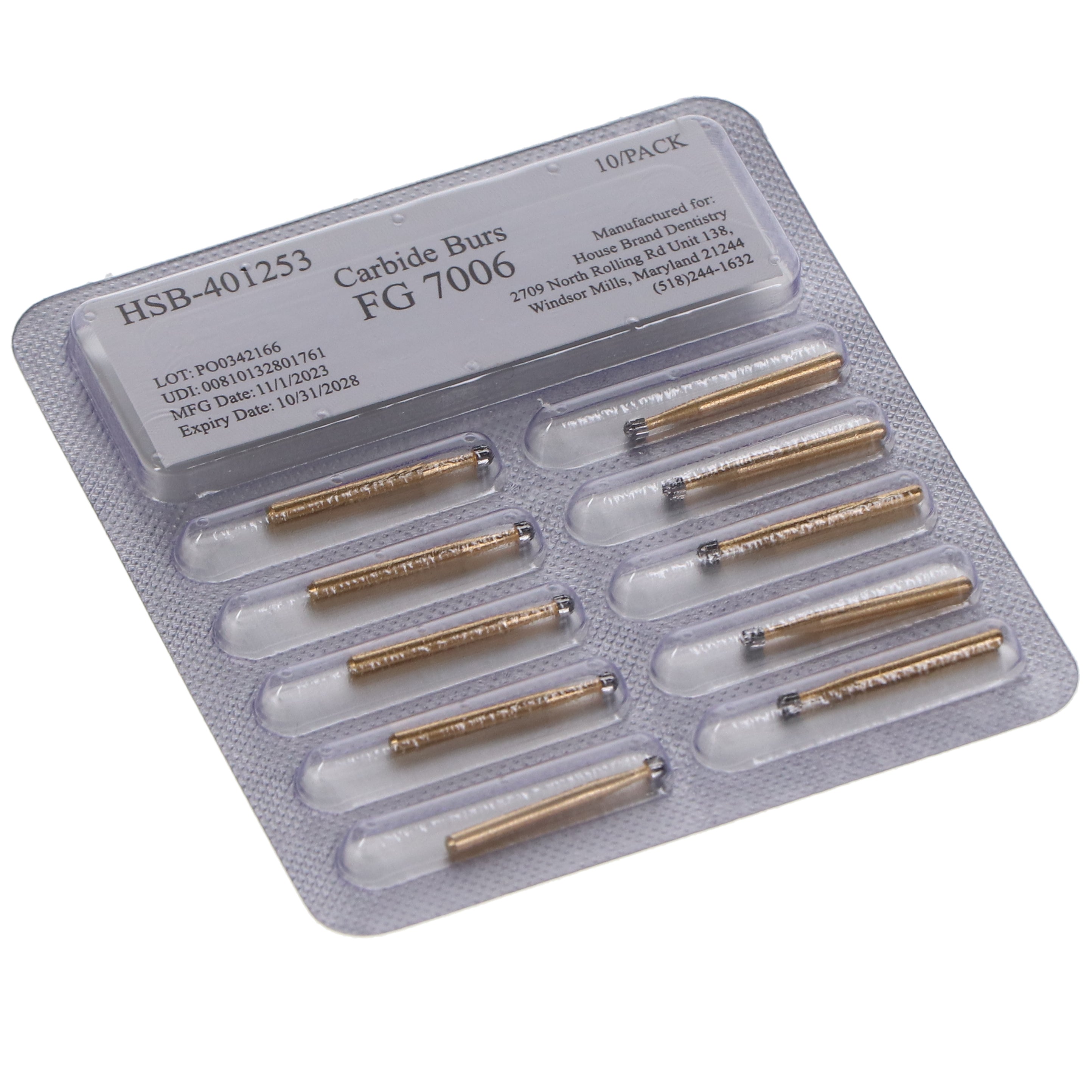 House Brand Dentistry 401253 HSB FG #7006 12-Blade Round Trimming & Finishing Burs 100/Pk