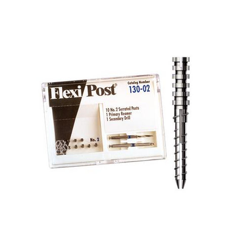 Essential Dental Systems 130-02 Flexi-Post Stainless Steel Posts #2 Blue 10/Pk