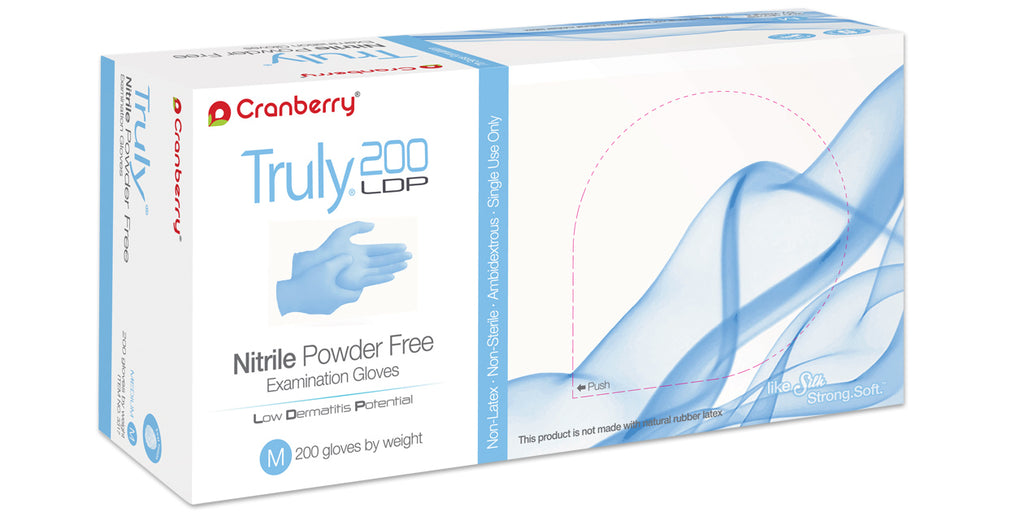 Cranberry 3215 Truly 200 Nitrile Examination Gloves Powder Free Light Blue Extra Small 200/Box