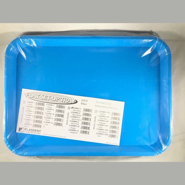 Plasdent 300BFS-2PS Flat Set-Up Tray Size B Ritter Baby Blue 13 3/8" x 9 5/8"