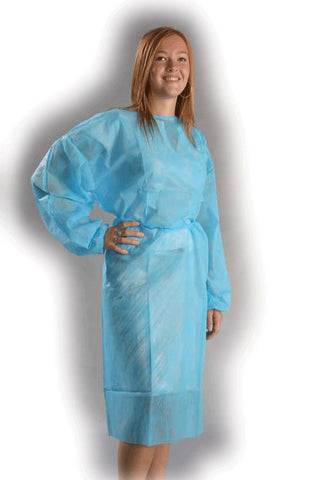 House Brand IC571 Dental Lab Coats SMS Fabric Latex Free Ceil Blue Medium 10/Pk