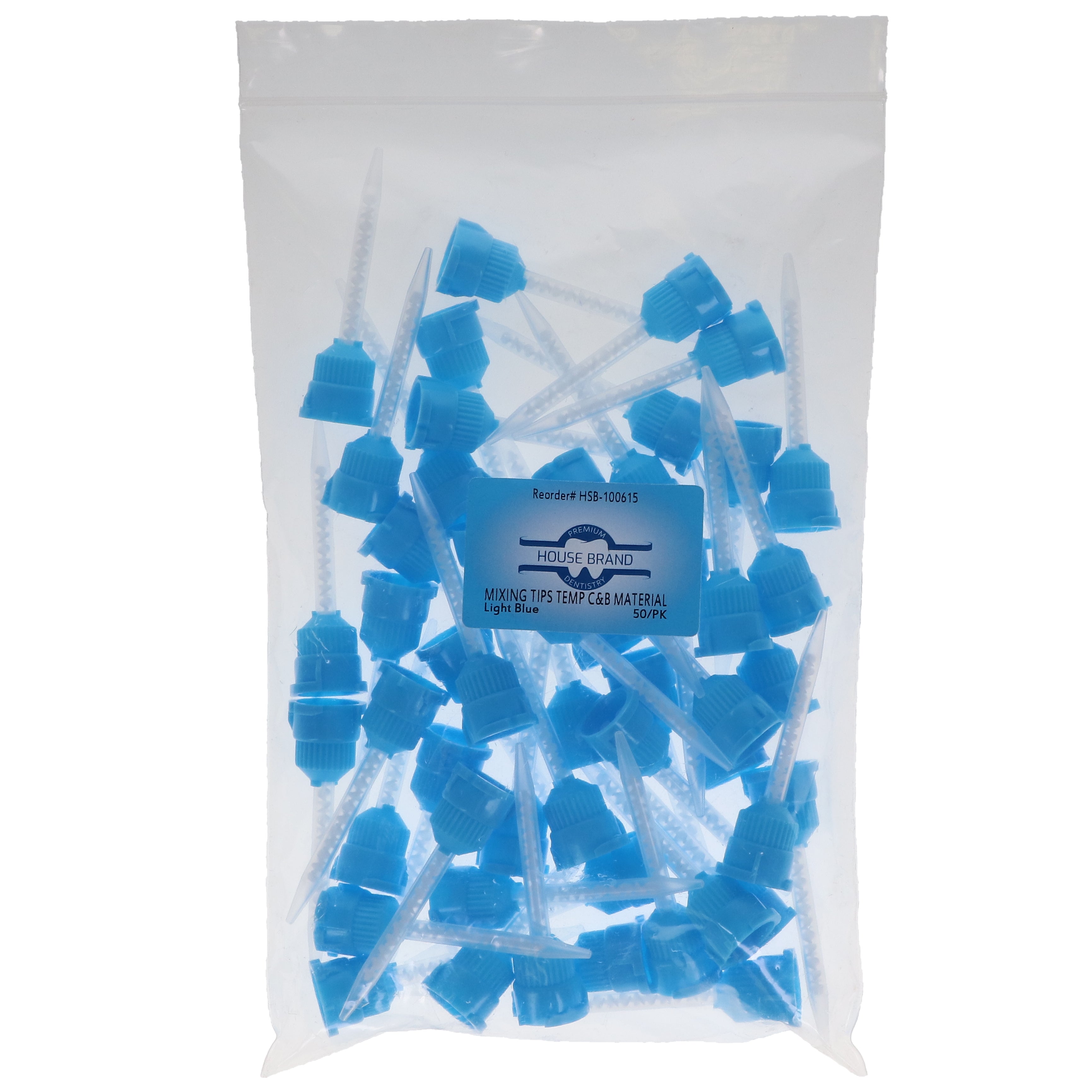 House Brand Dentistry 100615 Mixing Tips Temporary Crown & Bridge Material Light Blue 50/Pk