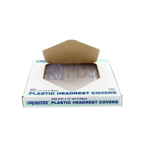 Crosstex L3CPW Dental Headrest Covers Plastic 9.5" X 14" White 250/Box