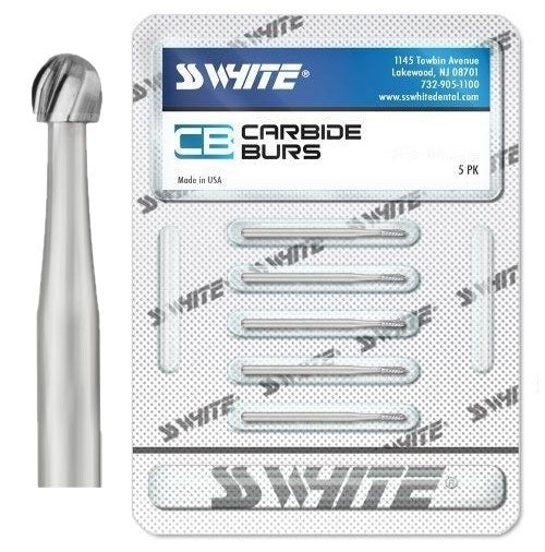 SS White 14006-5 FG Friction Grip #6 Surgical Length Round Carbide Burs 5/Pk