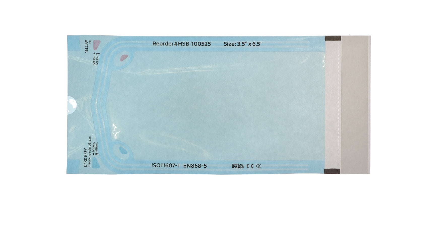 House Brand Dentistry 100525 Paper/Blue Film Self-Sealing Sterilization Pouches 3.50