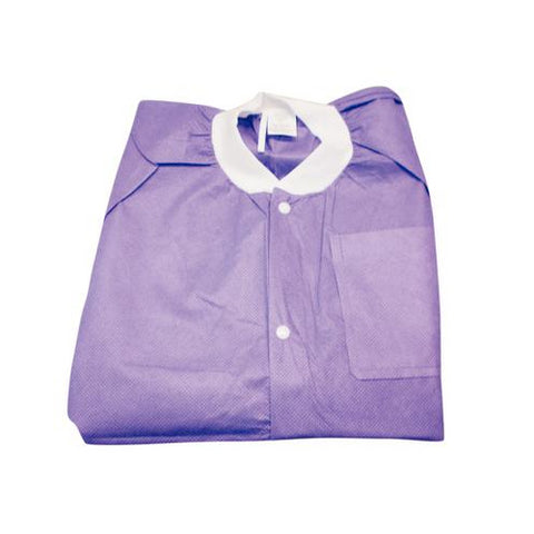 ValuMax 3630PPS Extra-Safe Lab Jackets SMS Hip Length Autoclavable Purple Small 10/Pk