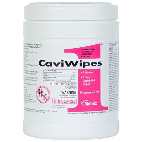 Metrex 13-5150 CaviWipes1 Surface Disinfectant Towelettes XLarge 9" x 12" 65 Can