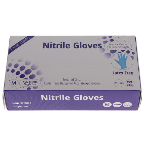 House Brand Dentistry 119132 Nitrile Exam Gloves Powder Free Textured Blue 100/Bx Medium