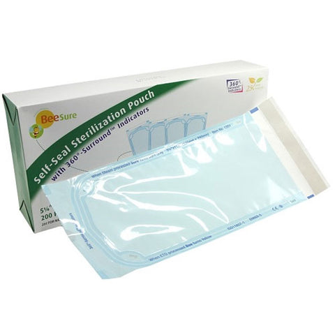 Cranberry BE1251 BeeSure Self Sealing Sterilization Pouches 5.25" X 11.5" 200/Box