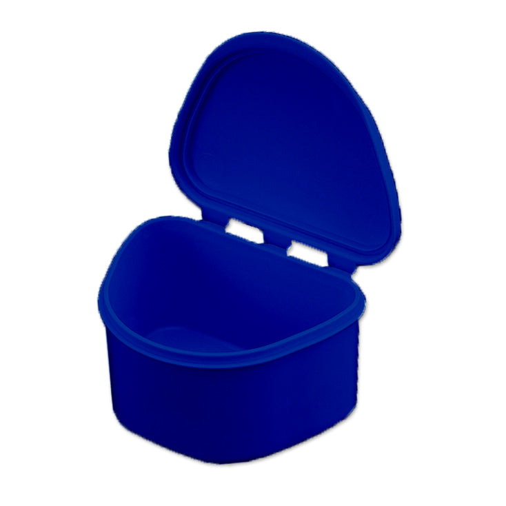 Plasdent 200BTH-2X Plastic Denture Boxes With Hinged Lid 4" X 3" X 2" Dark Blue 12/Bx