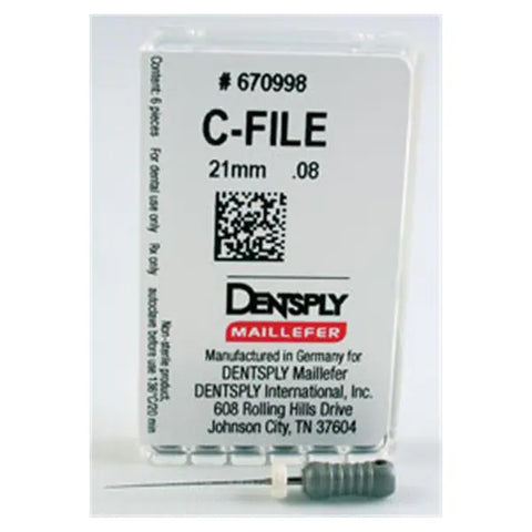 Dentsply Maillefer 670998 Endodontic C-Files Stainless Steel #08 21mm 6/Pk