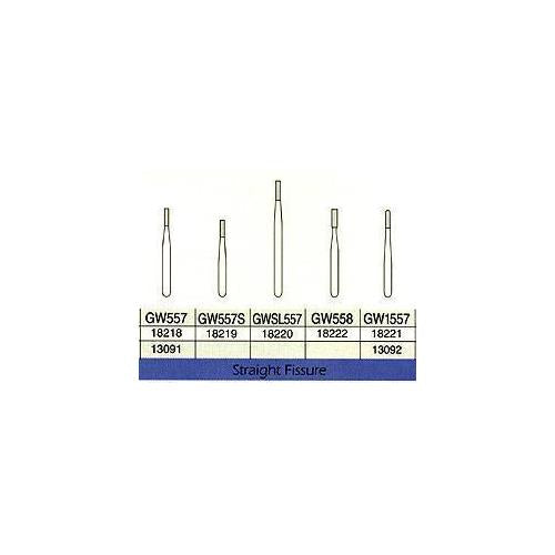 SS White 18222 Friction Grip FG #558 Great White Gold Straight Fissure Carbide Burs 10/Pk