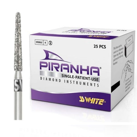 SS White 850-018C Piranha FG Friction Grip Round End Taper Coarse Grit Diamond Burs 25/Pk