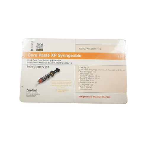 Denmat 030657110 Core Paste XP Enamel with Fluoride Dual Cure Syringe Intro Kit EXP Jul 2024