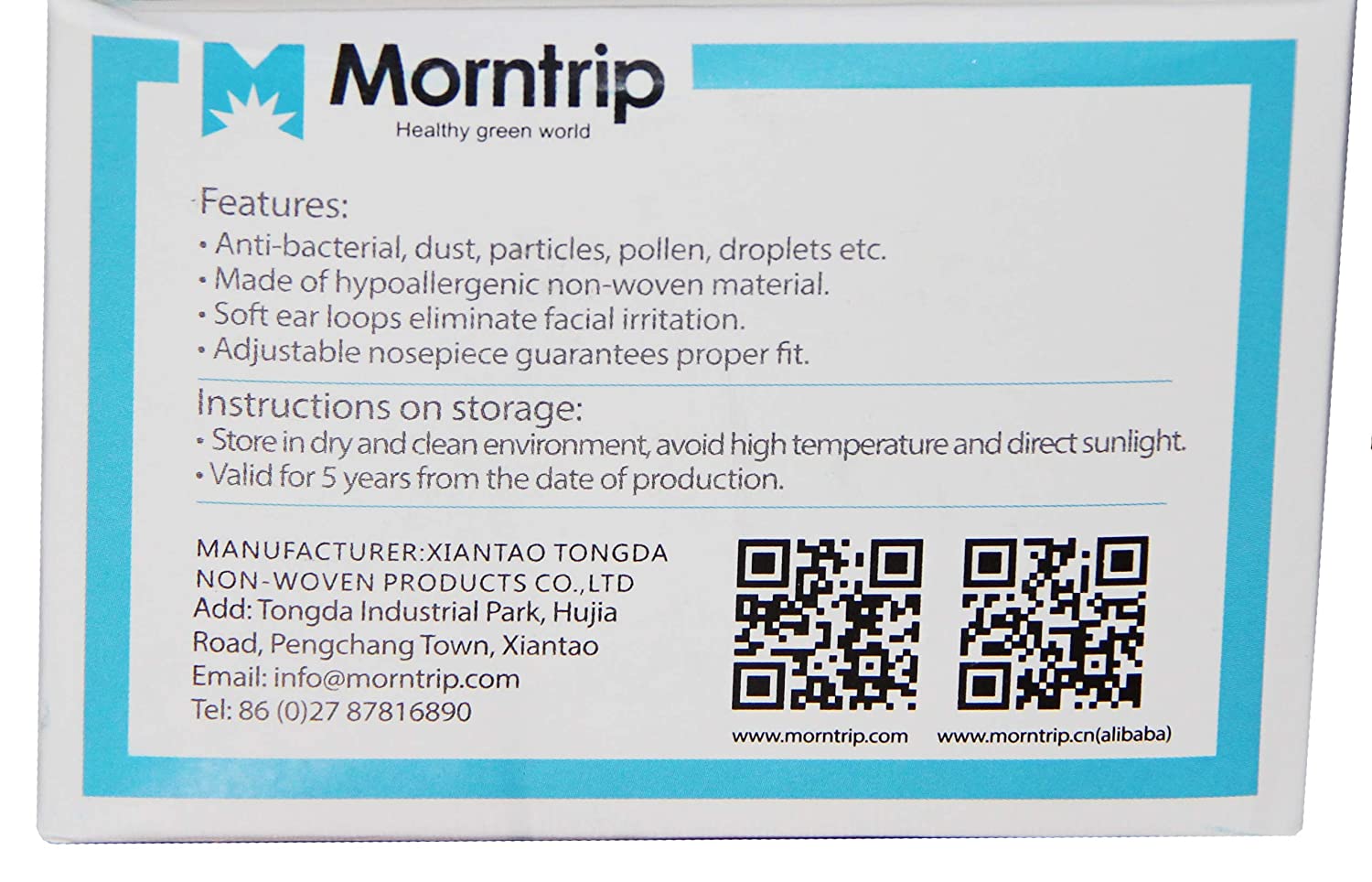 Morntrip 908112 3-Ply Earloop Face Masks Blue Level 2 Equivalent 98% BFE 50/Bx