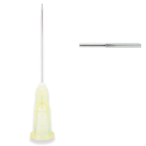 Plasdent INT-M27 Monovac Side Vented Irrigation Needle Tips 27 Gauge Blunt Open Yellow 100/Bx