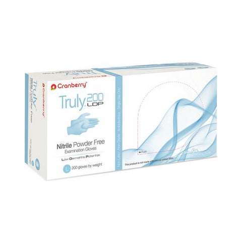 Cranberry 3218 Truly 200 Nitrile Examination Gloves Powder Free Light Blue Large 200/Box