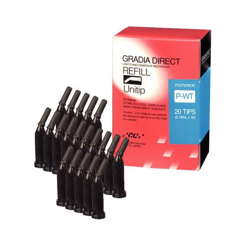 GC 003359 Gradia Direct Composite Unitips P-WT 20/Pk 0.16 mL 002041