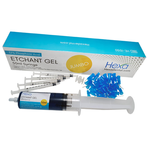 Hygedent HE-1050 Hexa Etch Gel Jumbo Syringes 37% 50 mL Blue