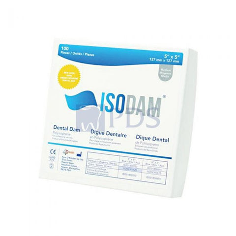 4D Rubber ISO01800510 Isodam Non-Latex Dental Dams Economy Pack 5" x 5" Heavy Blue 100/Pk