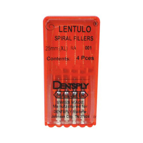 Dentsply Maillefer 671570 Lentulo Spiral Fillers Paste Carriers Stainless Steel #1 Red 25mm 4/Pk