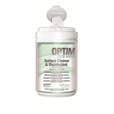 SciCan OPTEU-12W Optim 33TB Virucide Surface Cleaner & Disinfectant Wipes Unscented SCI33W12 160/Pk EXP Jan 2023