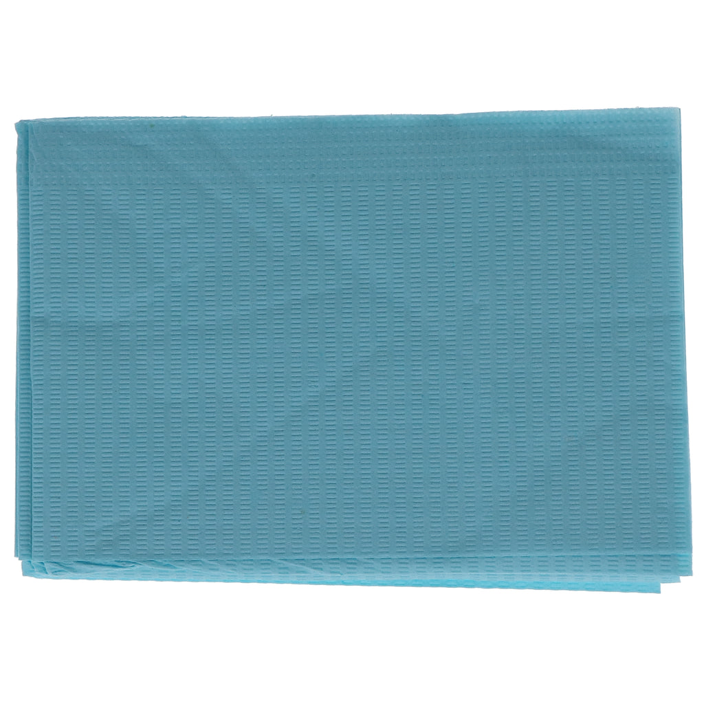 House Brand Dentistry 109216 Dental Patient Bibs 2+1 Ply 13" X 18" 500/Bx Aqua