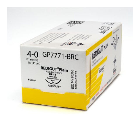 Myco Medical GP7771-M Redigut Plain Gut Sutures 4-0 MFS-2 18" 12/Pk