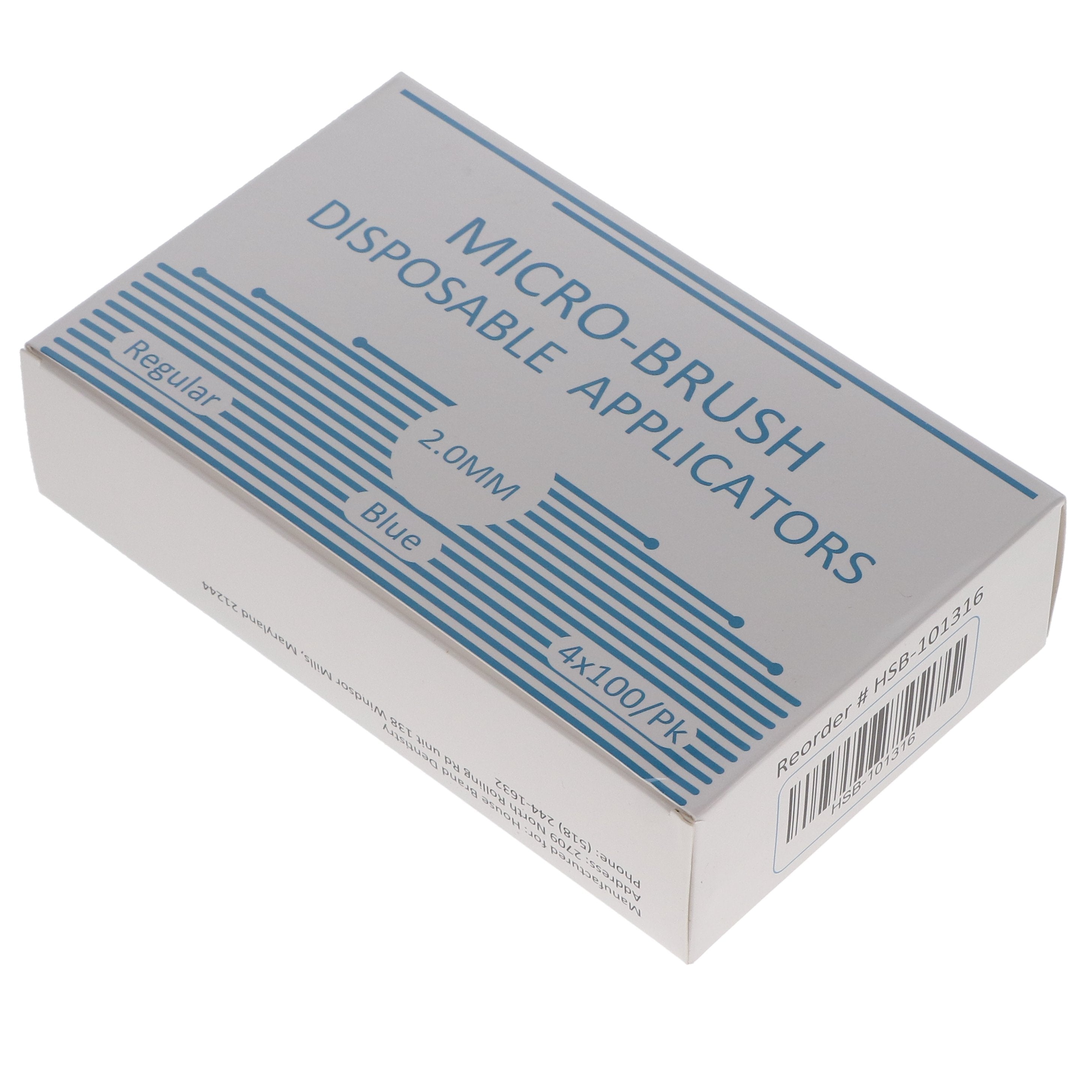 House Brand Dentistry 101316 Micro-Brush Disposable Applicators Regular Blue 4 x 100/Pk