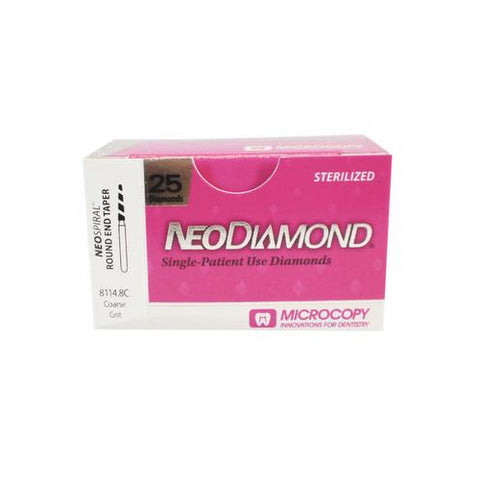 Microcopy 8114.8C NeoDiamond FG Friction Grip NeoSpiral #856 Round End Taper Diamond Burs 25/Pk