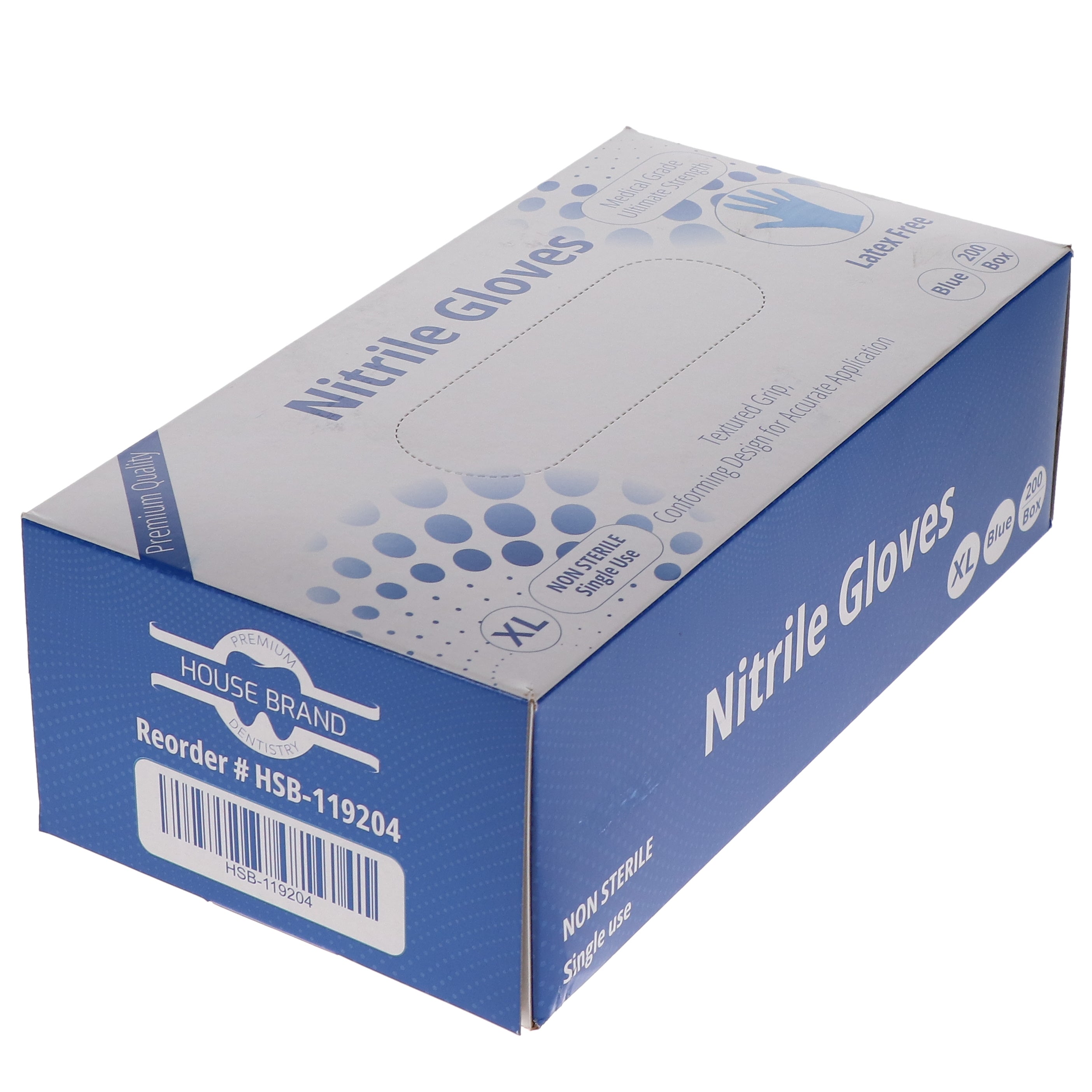 House Brand Dentistry 119204 HSB Nitrile Exam Gloves Extra Large 200/Bx