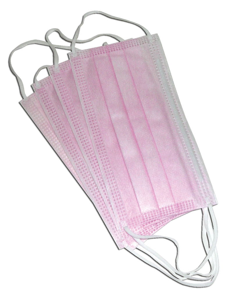 House Brand IC801 Essentials Earloop Face Masks Latex Free Pink 50/Box