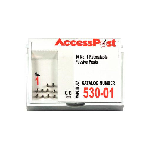 Essential Dental Systems 530-01 AccessPost Passive Retreatable Posts #1 Red 10/Bx