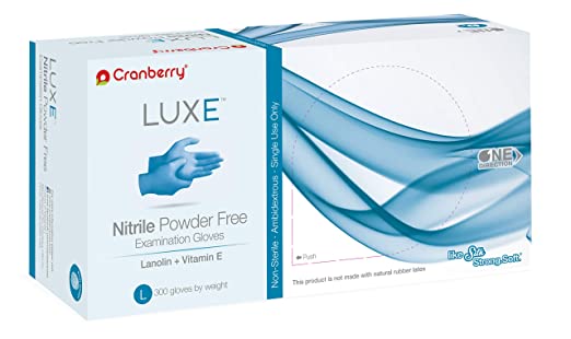 Cranberry CR3668 LUXE Nitrile Examination Gloves Vitamin E Large 300/Bx