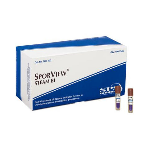 SPS Medical SCS-100 SporView Contained Biological Indicators Steam 24 Hour 100/pk EXP Feb 2024