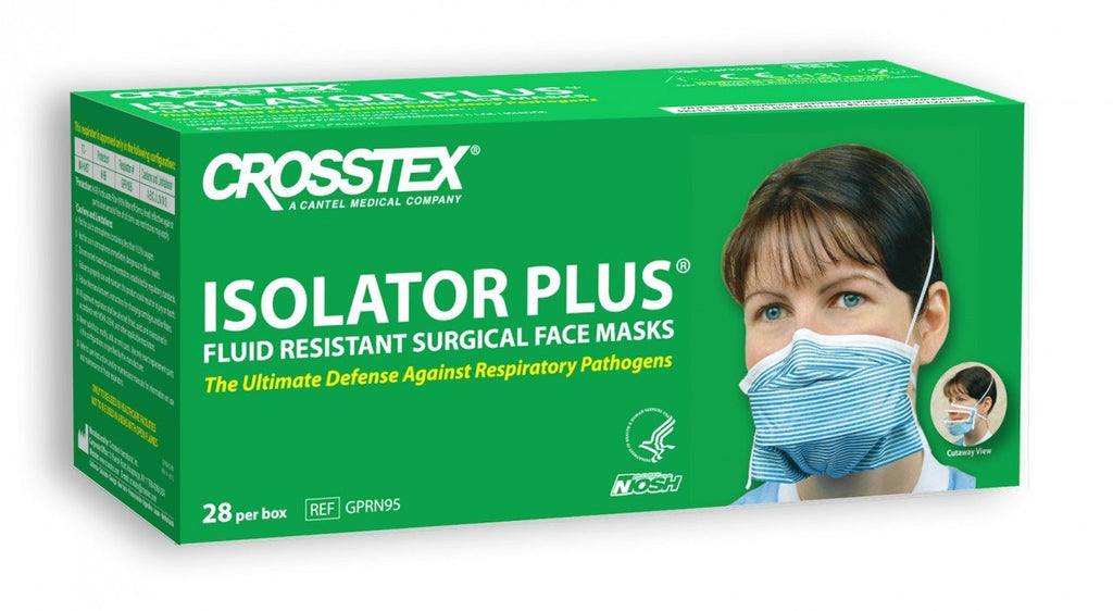 Crosstex GPRN95 Isolator Plus N95 Respirator Masks Latex Free Blue 28/Bx