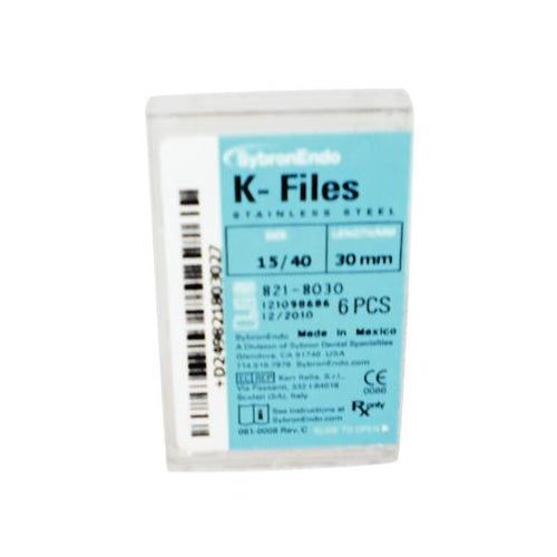 Kerr Dental 821-8030 SybronEndo K-Files Stainless Steel 30mm #15-40 Assorted 6/Bx
