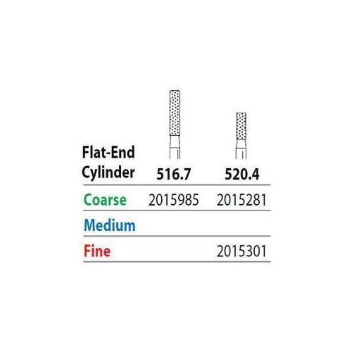 Premier Dental 2015281 Two Striper Friction Grip FG #520.4C Coarse Flat End Cylinder Diamond Burs 5/Pk