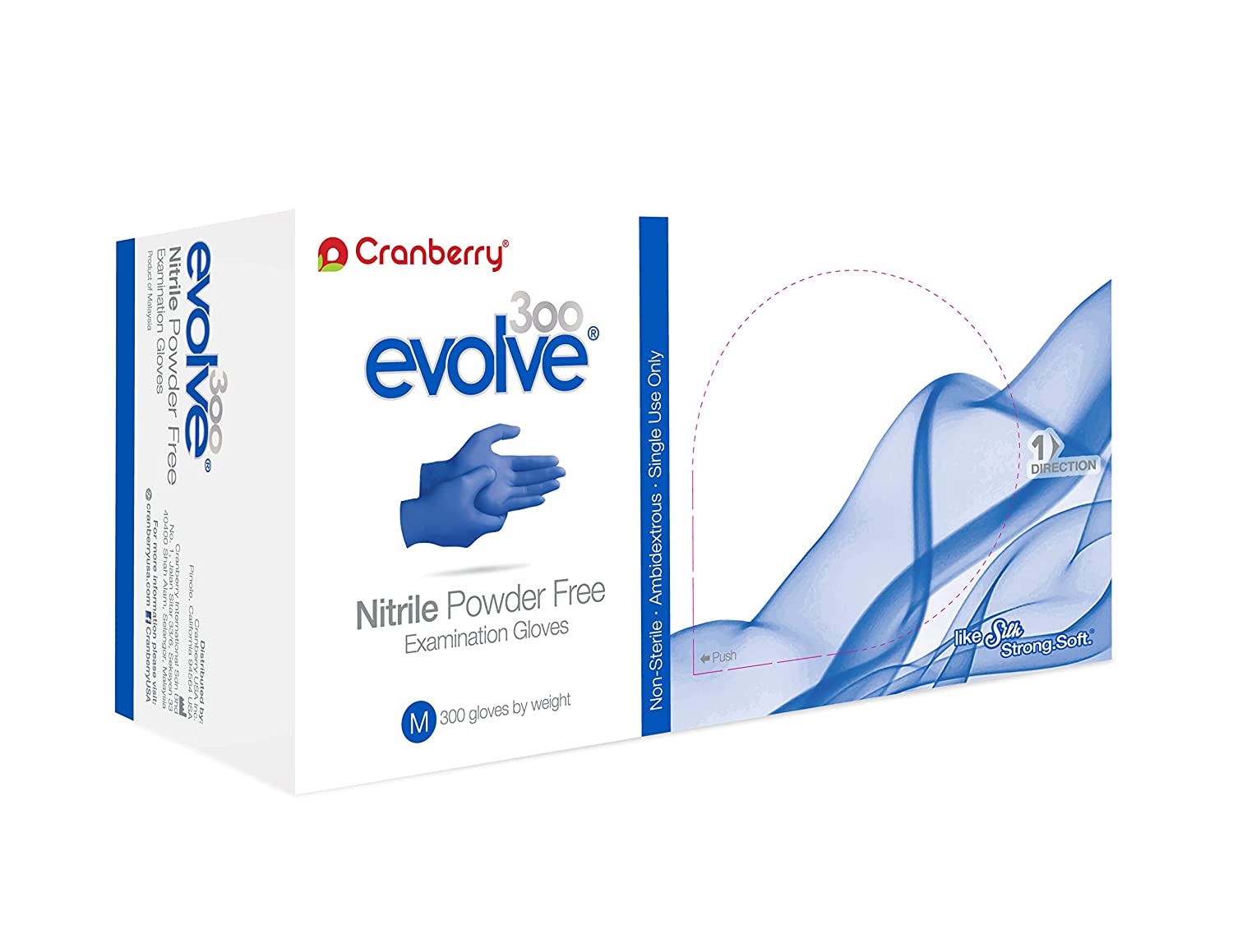 Cranberry CR3308 Evolve 300 Nitrile Exam Gloves Large Cobalt Blue 300/Bx