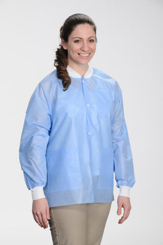 ValuMax 3630MBL Extra-Safe Medical Lab Jackets Medical Blue Large 10/Pk