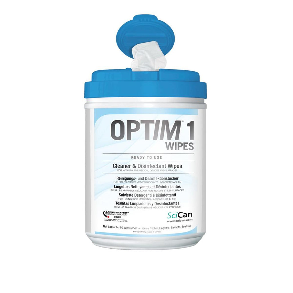 Scican OPTEU1-12W Optim 1 Cleaner & Disinfectant Wipes Unscented SCI33W12 6" X 7" 160/Pk