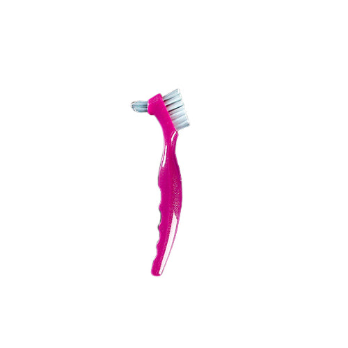 Plasdent 20040-6 CareBrush Angled Standard Denture Brushes Ergonomic Handle Magenta 12/Pl