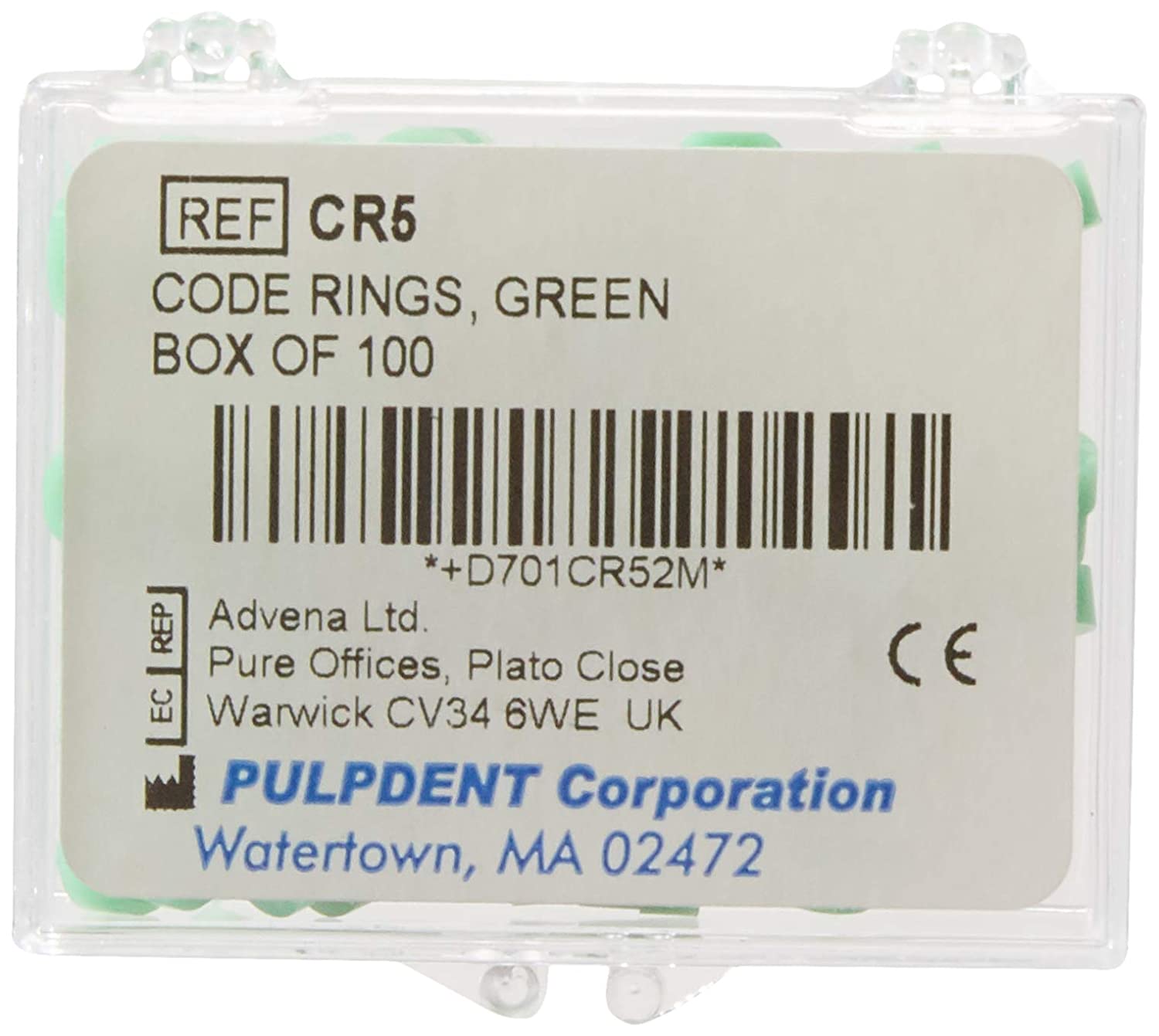 Pulpdent CR5 Instrument Color Code Rings Silicone Standard 100/Pk Green