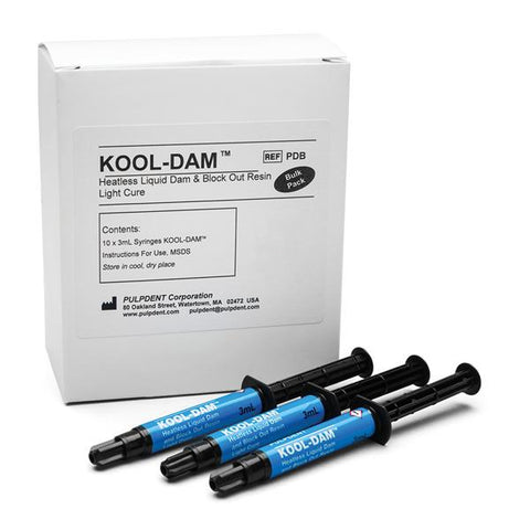 Pulpdent PDB Kool-Dam Heatless Liquid Light Cure Dam Material Bulk Kit 3mL 10/Pk
