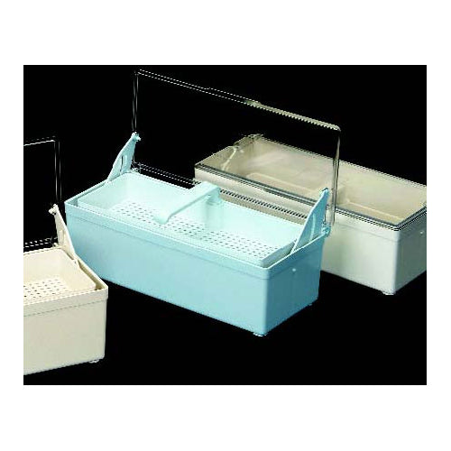 Plasdent 208GST-2 Germicide Tray With Clear Lid Blue 10 3/8" x 4" x 3 1/4"