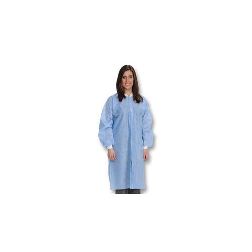 ValuMax 3560CBS Easy-Breathe SMS Knee Length Lab Coats Ceil Blue 10/Pk Small