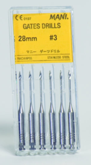 Mani 28MM-GD1-6 Gates Glidden Dental Drills 28Mm #1-6 Assorted 6/Pk