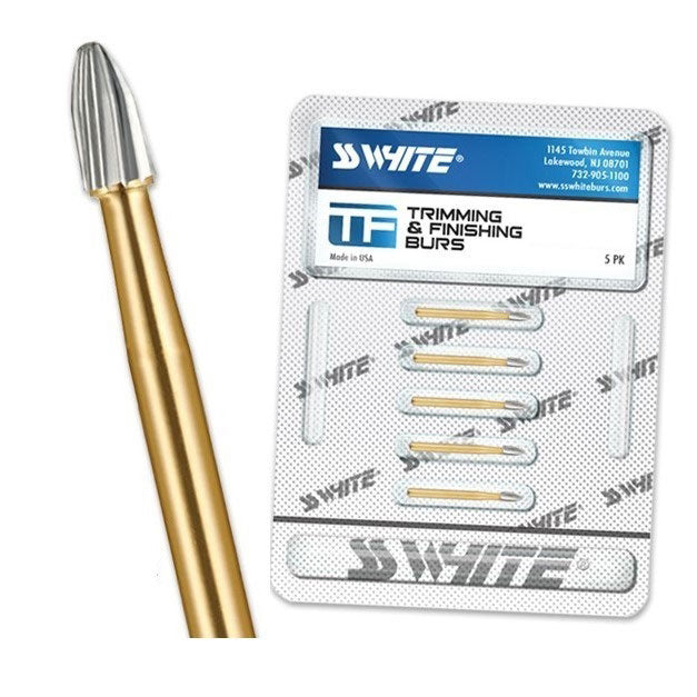 SS White 15095-5 Friction Grip FG #7406 Trimming & Finishing 12 Blade Egg Carbide Burs 5/Pk