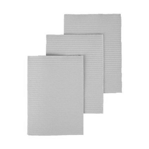 Medicom 8381 Dry-Back Plus Patient Bibs 13" x 18" 3-Ply Paper Silver Gray 500/Pk