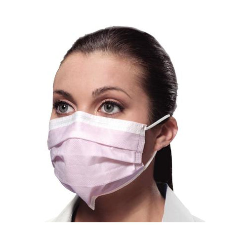 Crosstex GCIPKSF SecureFit Isofluid Earloop Face Masks Pink ASTM Level 1 50/Bx